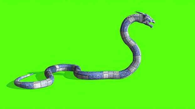 3d illustration - Snake on a Green Screen - background