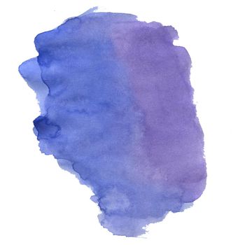 Blue and Violet Watercolor Stain. Isolated element on White background for Decoration, Poster, Banner, Greeting Cards Design.