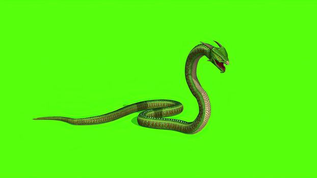 3d illustration - Snake on a Green Screen - background