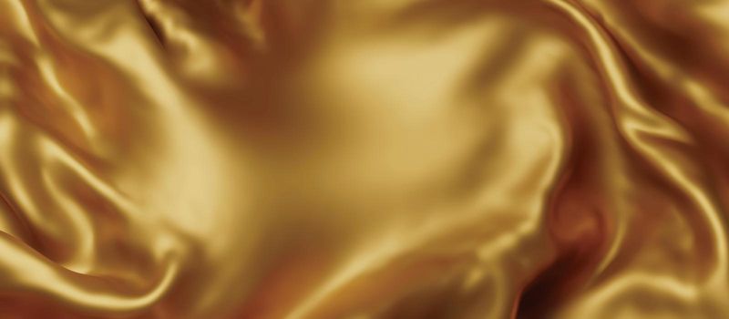 Gold luxury fabric background with copy space 3D render
