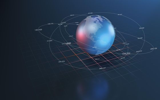 Big data and the earth, information technology concept, 3d rendering. Computer digital drawing.