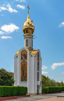 Tiraspol, Moldova 06.09.2021.  Chapel of St. George the Victorious in Tiraspol, Transnistria or Moldova, on a sunny summer day