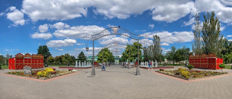 Tiraspol, Moldova 06.09.2021.  Alexander Suvorov square in Tiraspol, Transnistria or Moldova, on a sunny summer day