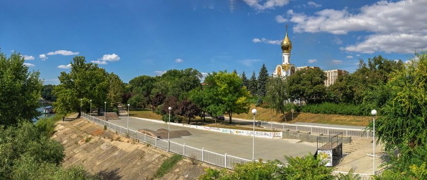 Tiraspol, Moldova 06.09.2021.  Chapel of St. George the Victorious in Tiraspol, Transnistria or Moldova, on a sunny summer day