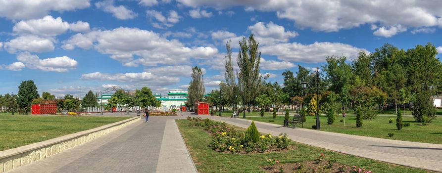 Tiraspol, Moldova 06.09.2021.  Alexander Suvorov square in Tiraspol, Transnistria or Moldova, on a sunny summer day