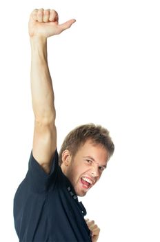 Young man standing isolated on white background