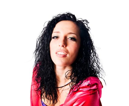 Beautiful ragga dancer isolated on white background