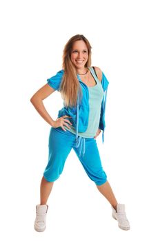 beautiful fitness girl isolated on white background