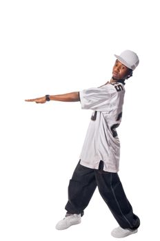 Cool young hip-hop dancer making a move