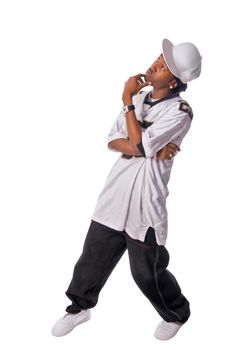 Cool young hip-hop dancer making a move
