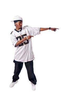 Cool hip-hop youngster isolated on white background