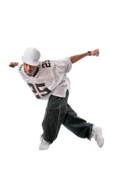 Cool young hip-hop dancer making a move