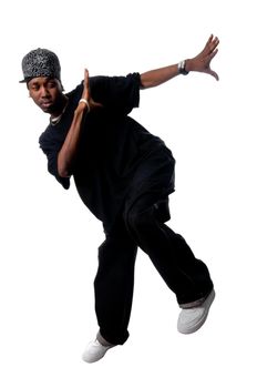 Cool young hip-hop dancer making a move