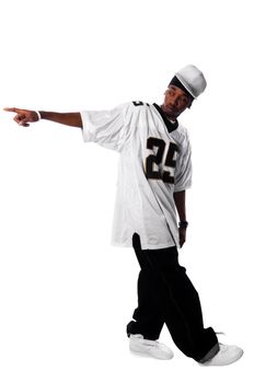 Cool young hip-hop dancer making a move