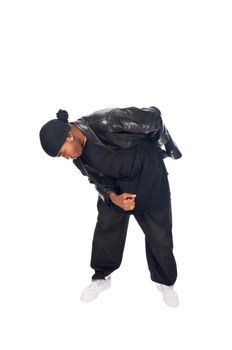 Cool hip-hop youngster isolated on white background