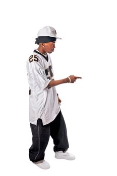 Cool young hip-hop dancer making a move