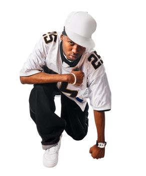 Cool hip-hop young man isolated on white
