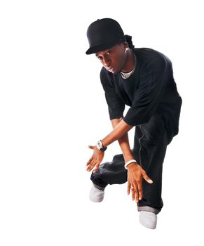 Cool hip-hop youngster isolated on white background