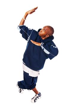 Cool hip-hop young man isolated on white