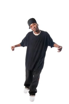 Cool young hip-hop dancer making a move