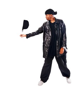 Cool hip-hop young man isolated on white