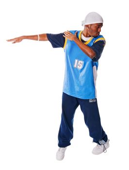 Young hiphop dancer making a move on white