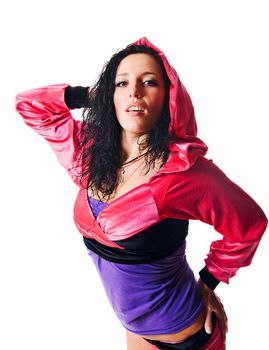 Beautiful ragga dancer isolated on white background