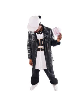 Cool hip-hop youngster isolated on white background