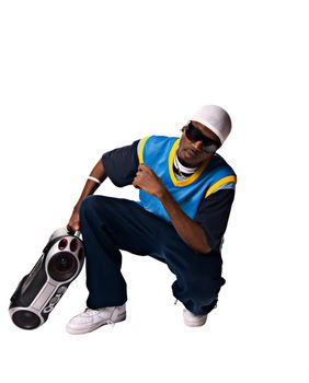 Hip-hop black young man on white background