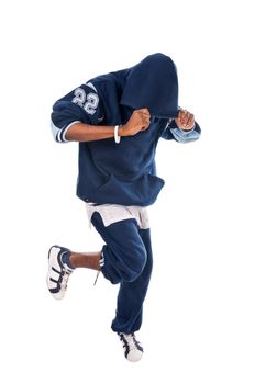 Cool hip-hop youngster isolated on white background