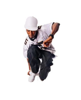 Cool hip-hop man isolated on white background