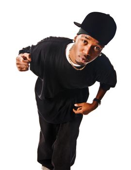 Cool hip-hop young man isolated on white