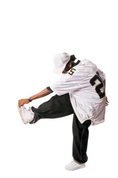 Cool hip-hop youngster isolated on white background