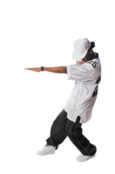 Cool young hip-hop dancer making a move