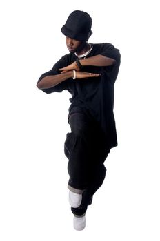 Cool young hip-hop dancer making a move