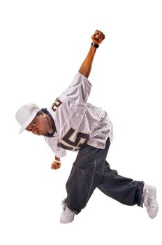 Cool young hip-hop dancer making a move