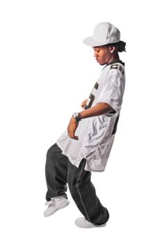 Cool young hip-hop dancer making a move