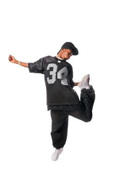 Cool young hip-hop dancer making a move