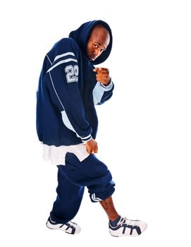 Cool hip-hop young man isolated on white