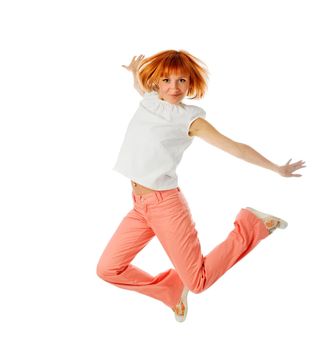 Beautiful young girl isolated on white background