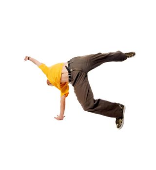 Cool breakdancer making out isolated on white background