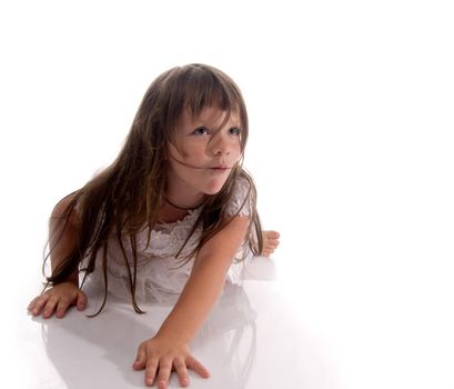 Portrait of a little girl on white