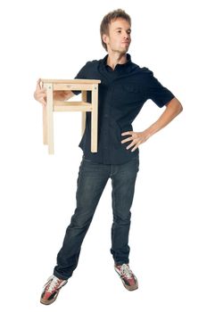 Young man standing isolated on white background