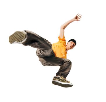 Cool breakdancer making out isolated on white background