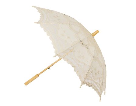 Lace umbrella wedding accessory isolated on white background