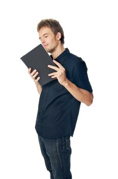 Young man standing isolated on white background