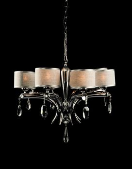 Contemporary chandelier with crystals isolated over black background