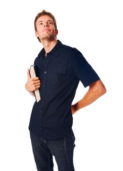 Young man isolated on white