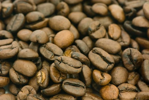 Pile of roasted coffee beans