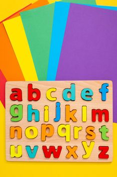 Learning letters, website blog colorful background copyspace
